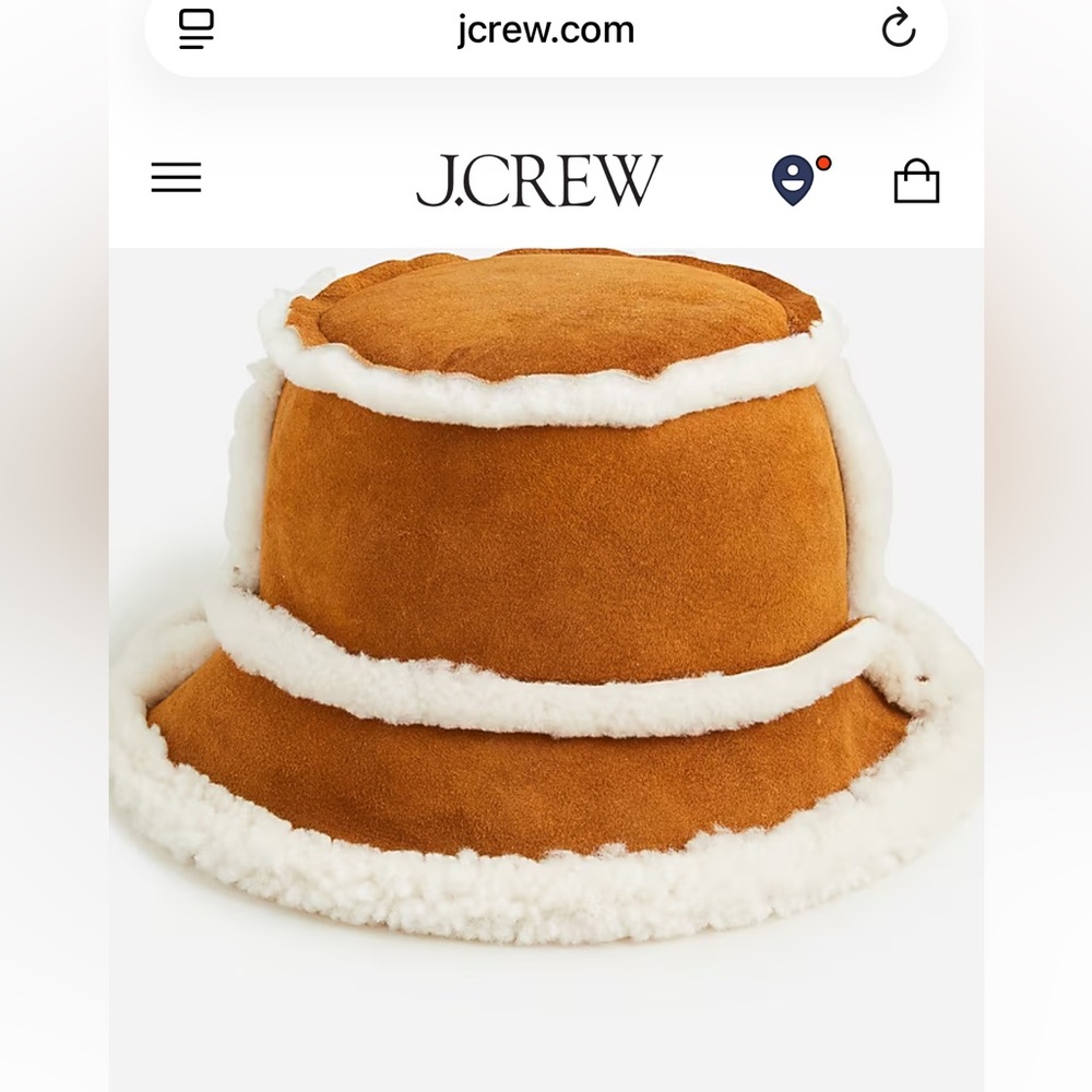 J. Crew Collection bucket hat in leather and shearling Tan and Cream White